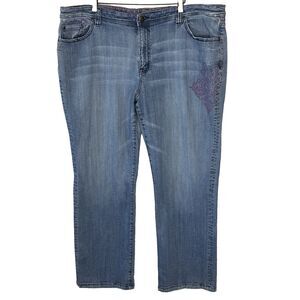 Lane Bryant Venezia Straight Leg Jeans Women's Size 24 Stretch Denim Pink Scroll